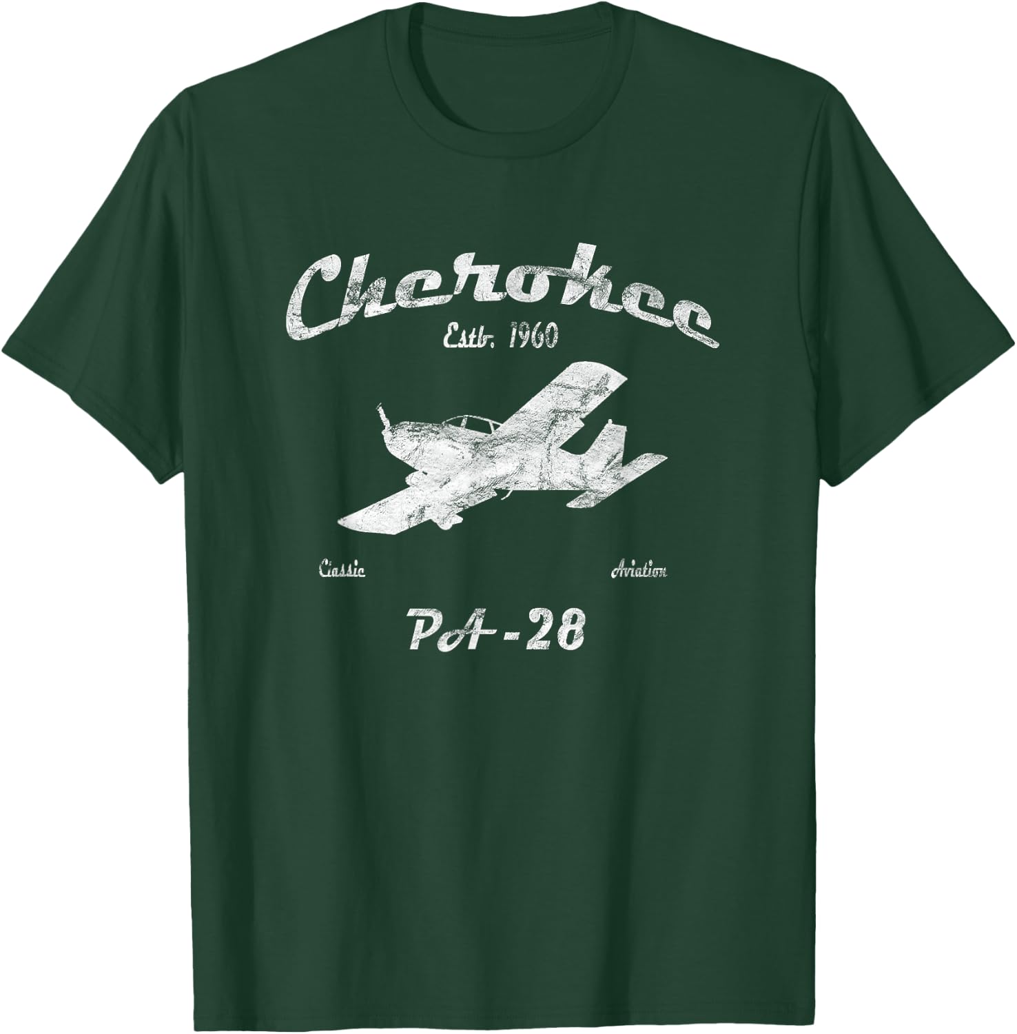 PA28 Cherokee Airplane "Since 1960" Classic Aviation Pilot T-Shirt - T-Shirt | Forest