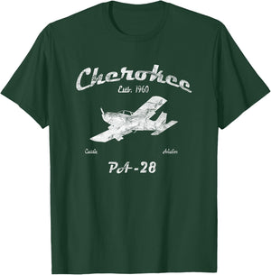 PA28 Cherokee Airplane "Since 1960" Classic Aviation Pilot T-Shirt - T-Shirt | Forest