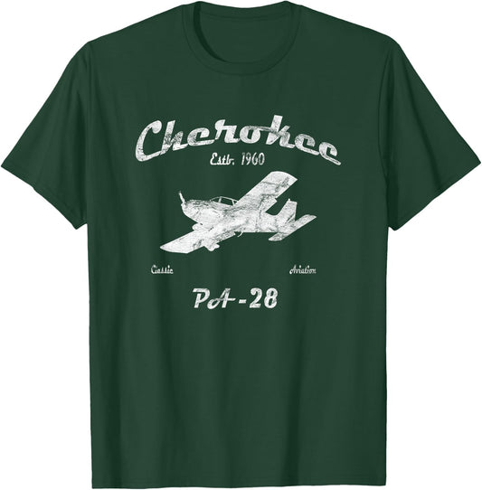 PA28 Cherokee Airplane "Since 1960" Classic Aviation Pilot T-Shirt - T-Shirt | Forest