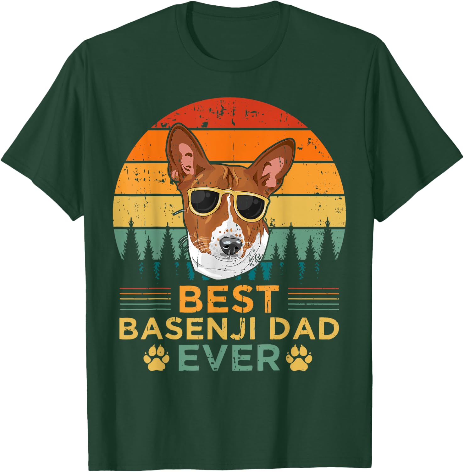 Retro Style Best Basenji Dad Ever Father's Day T-Shirt - T-Shirt | Forest
