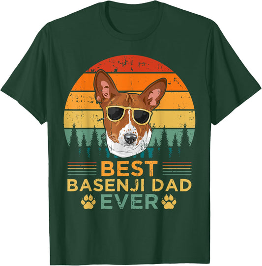 Retro Style Best Basenji Dad Ever Father's Day T-Shirt - T-Shirt | Forest