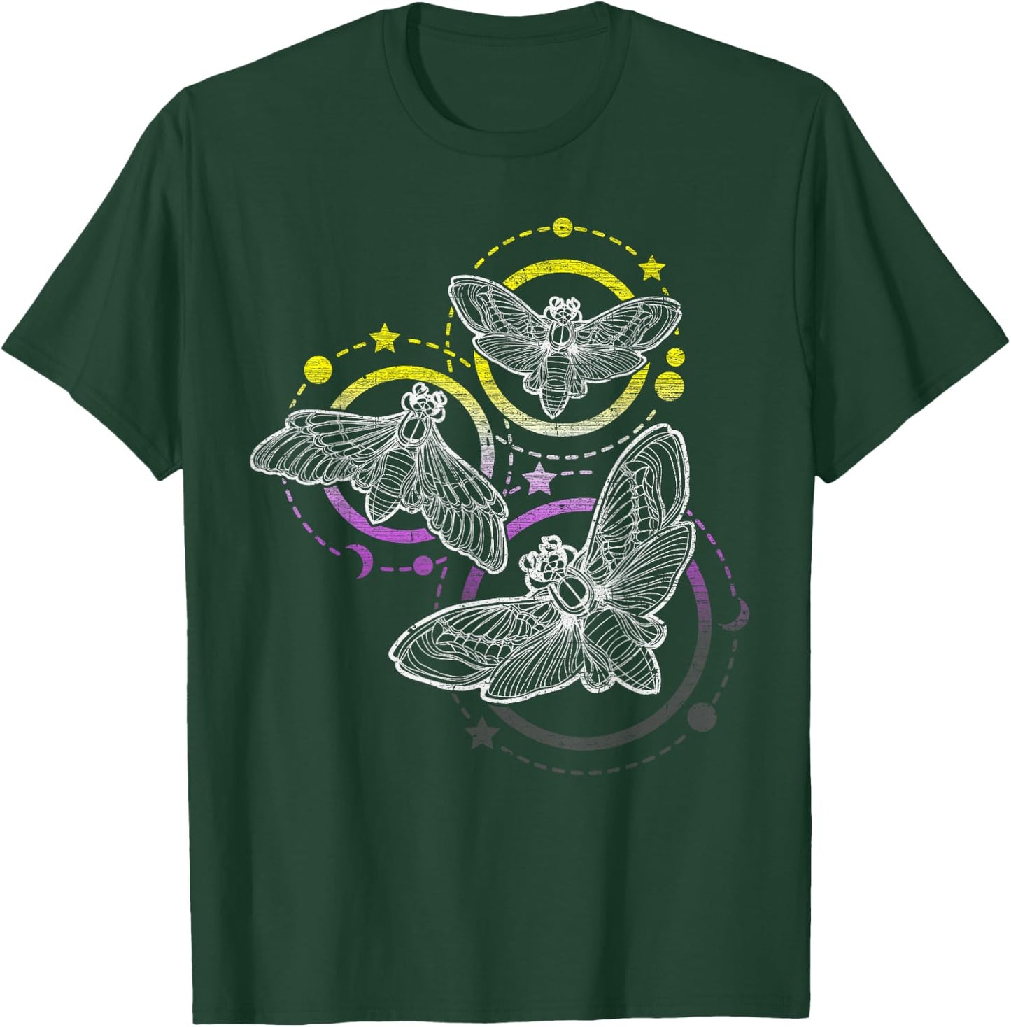 Nonbinary Flag Colors, Occult Butterflies T-Shirt - T-Shirt | Forest