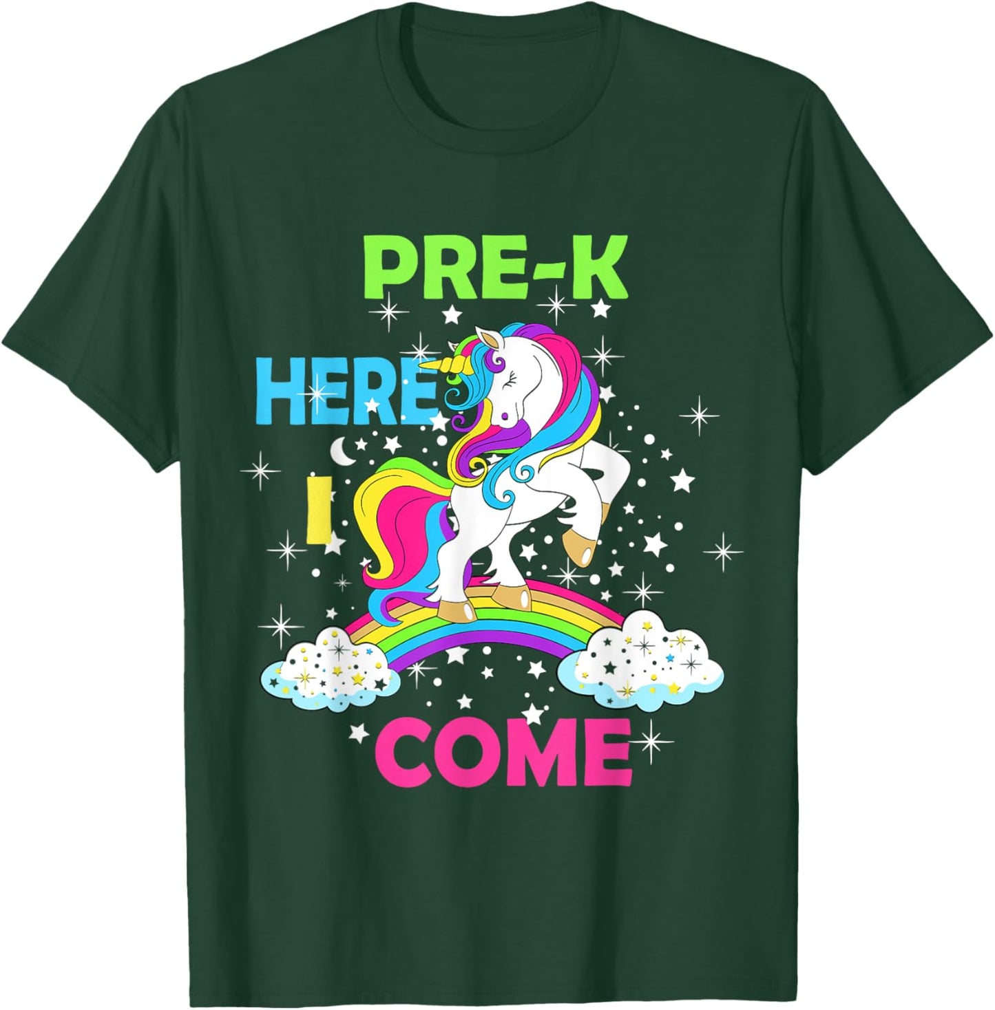 Look Out Pre k Here I Come Girl Unicorn Preschool Prek T-Shirt - T-Shirt | Forest