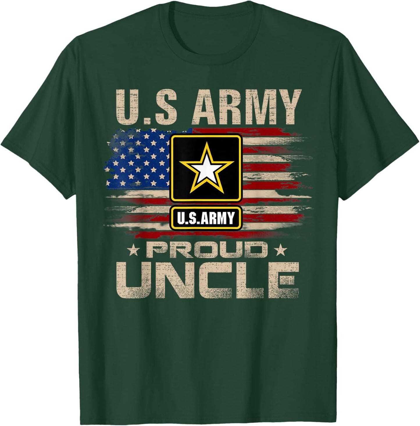 Vintage U.S Army Proud Uncle With American Flag T-Shirt - T-Shirt | Forest