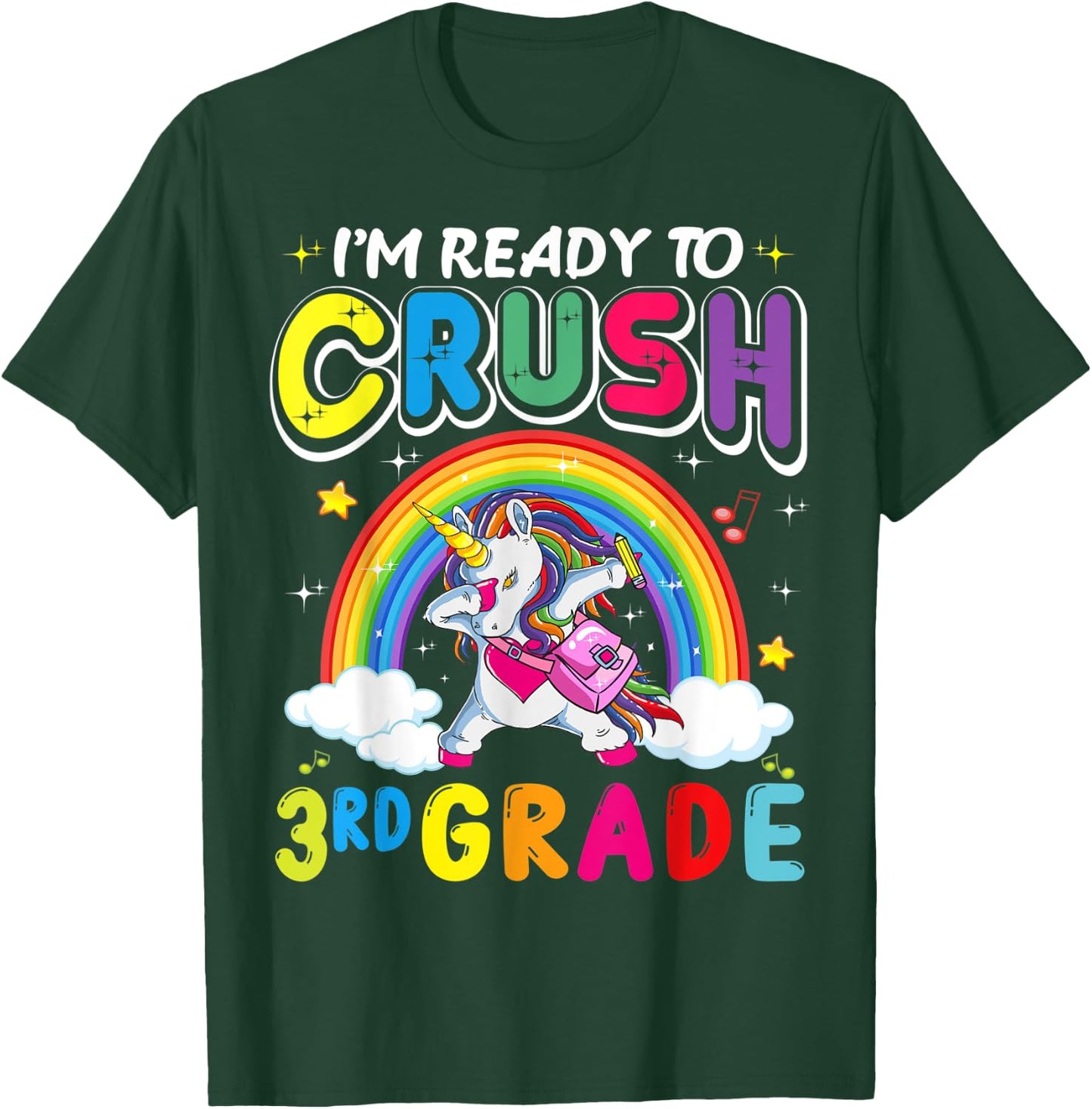 I'm Ready To Crush 3rd Grade Unicorn Girls Back To School T-Shirt - T-Shirt | Forest