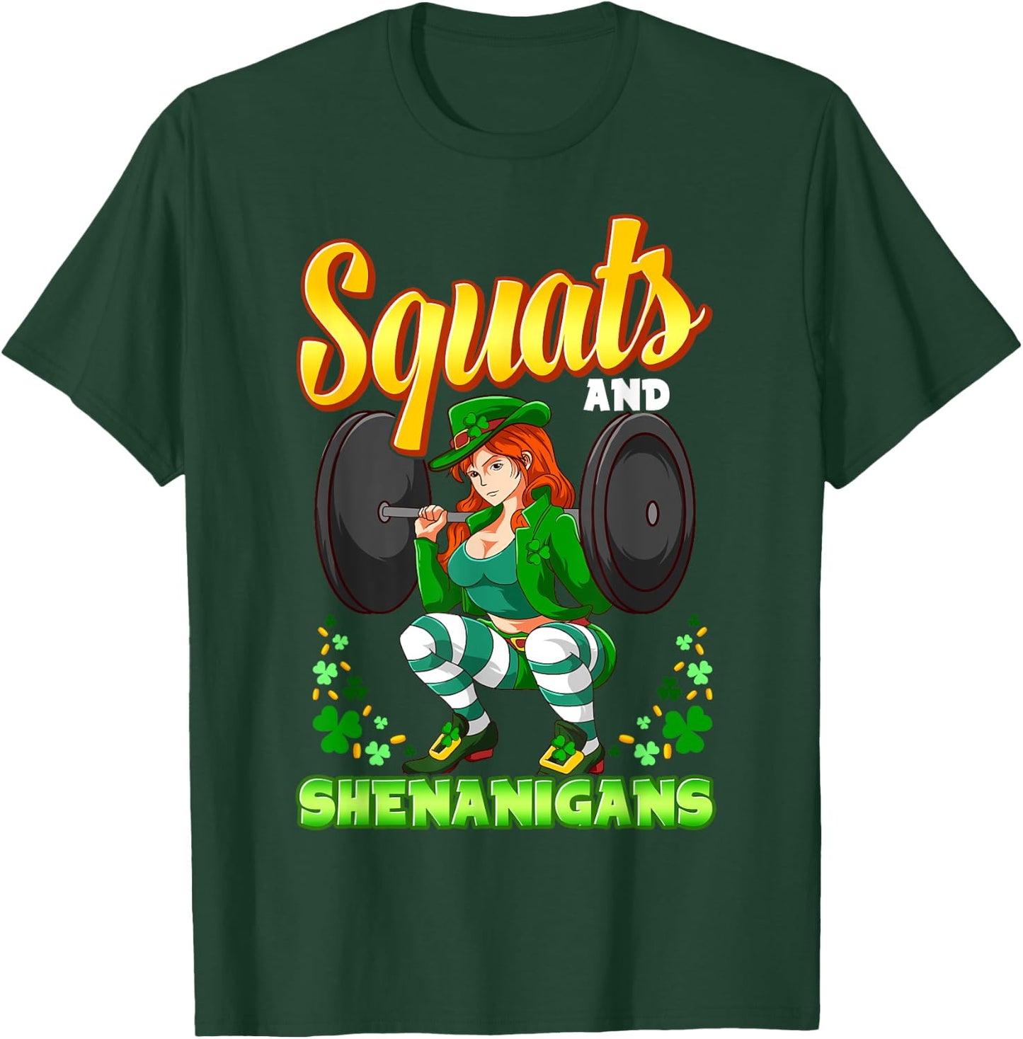 Squats And Shenanigans St. Patrick's Day Fitness Gym Workout T-Shirt - T-Shirt | Forest