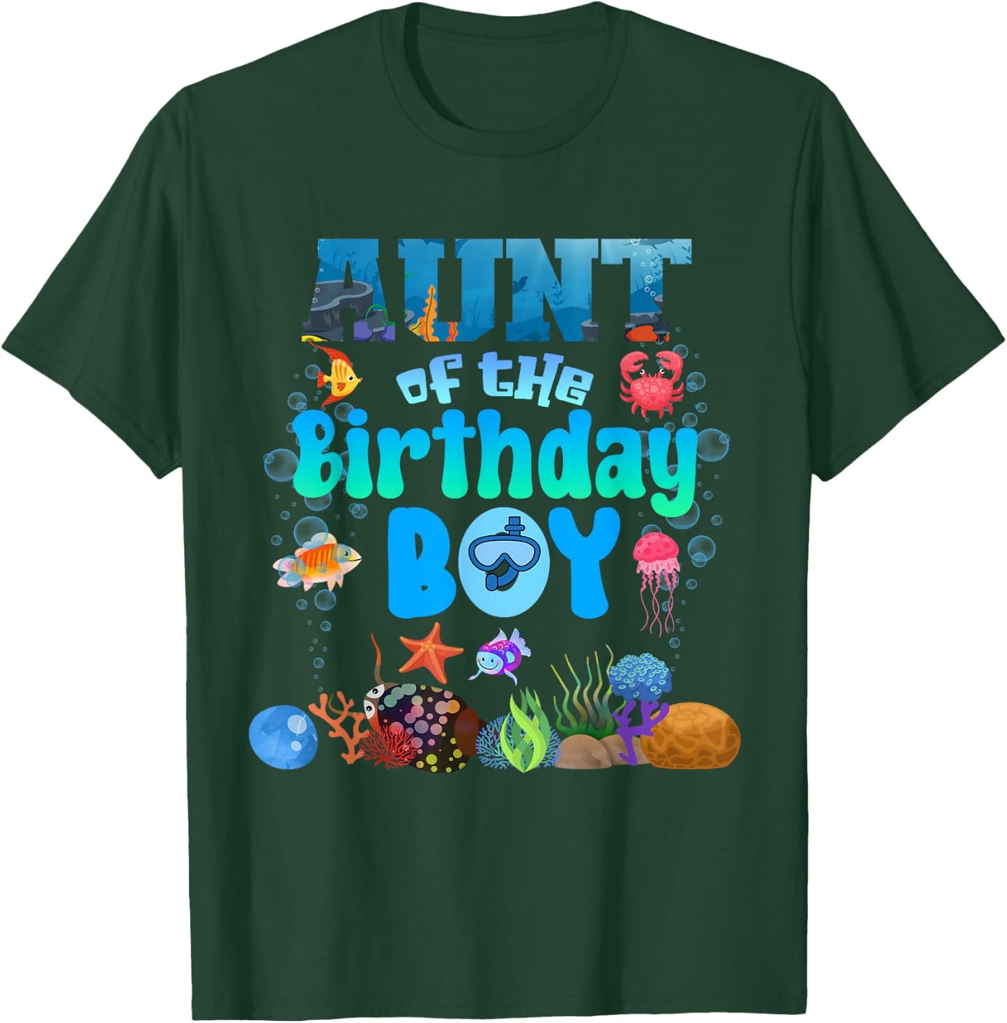 Aunt Of The Birthday Boy Aquarium Sea Animals Matching T-Shirt - T-Shirt | Forest