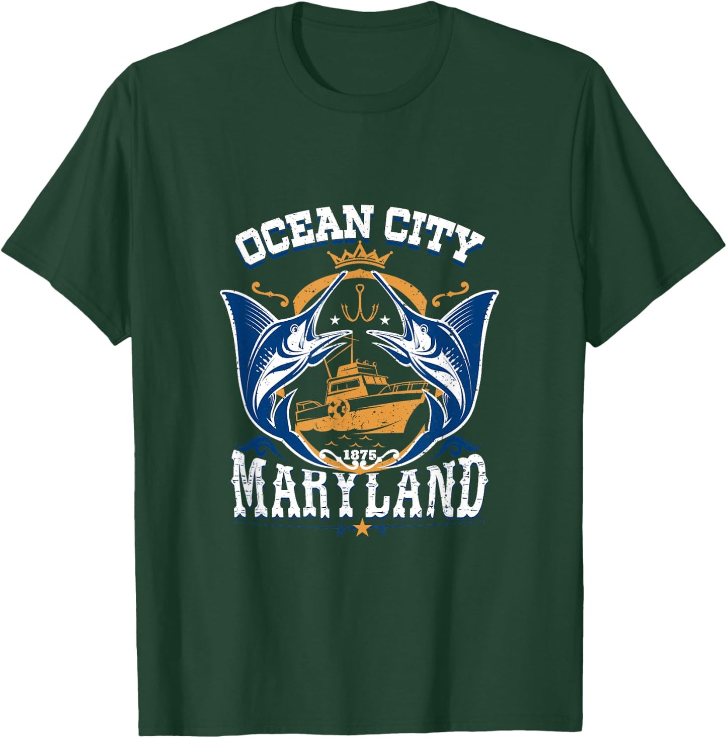 Vintage Ocean City Maryland White Marlin Fishing T-Shirt - T-Shirt | Forest