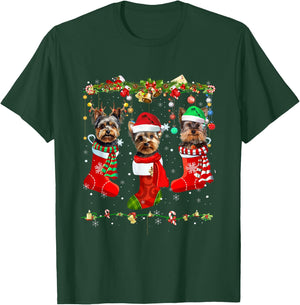 Yorkie Christmas Shirt Stocking Dog Lover Xmas Men Women Kids T-Shirt - T-Shirt | Forest