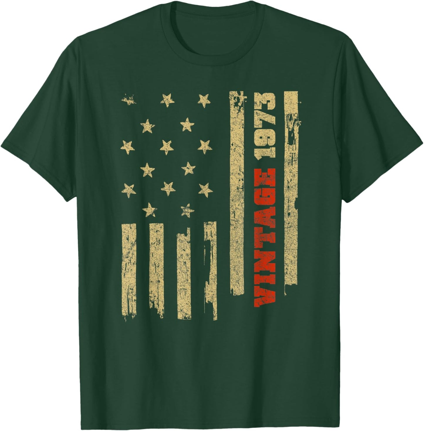 Vintage 1973 Old Glory American Flag 50th Birthday Women Men T-Shirt - T-Shirt | Forest