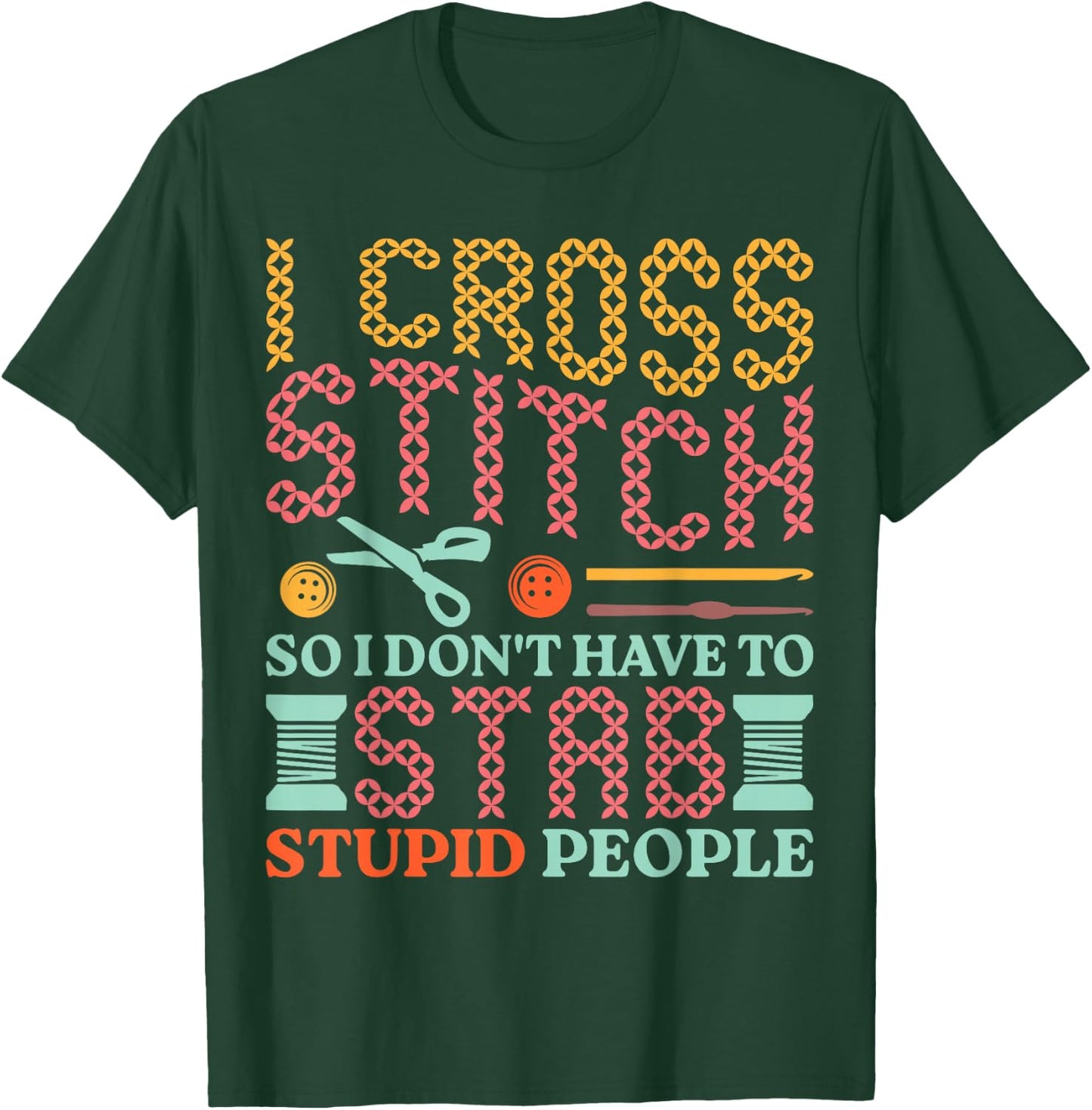 Cross Stitching for Cross Stitcher - -Adults - Black - Small - Short Sleeve T-Shirt - T-Shirt | Forest