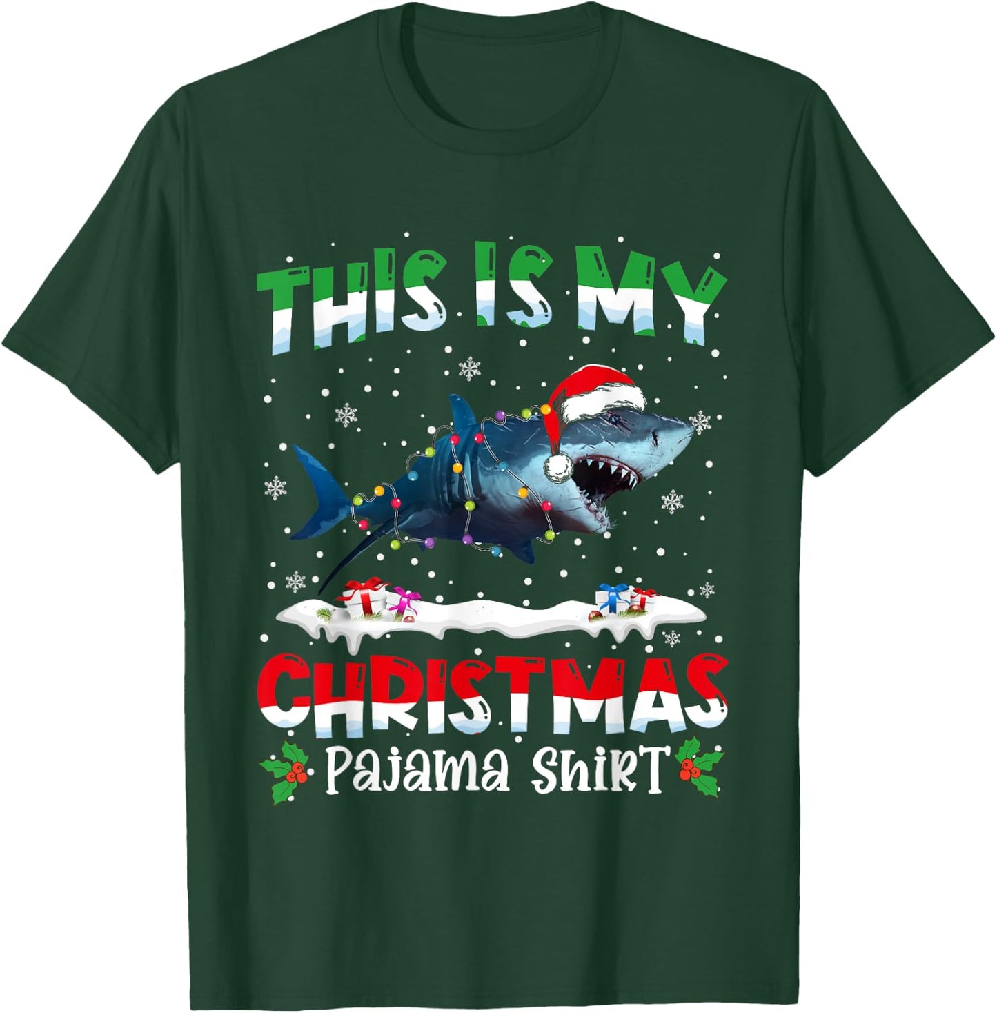 This Is My Christmas Pajama Shirt Cute Shark Animals T-Shirt - T-Shirt | Forest
