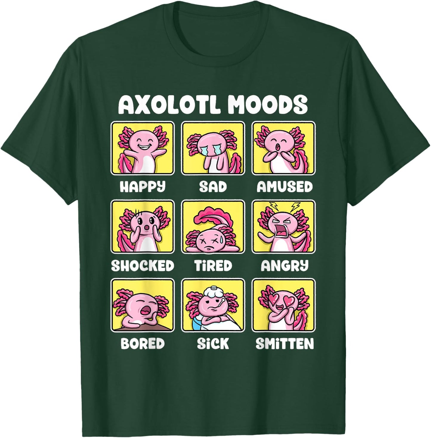 Axolotl Shirt - Kawaii Axolotl Moods Anime Axolotl Costume T-Shirt - T-Shirt | Forest