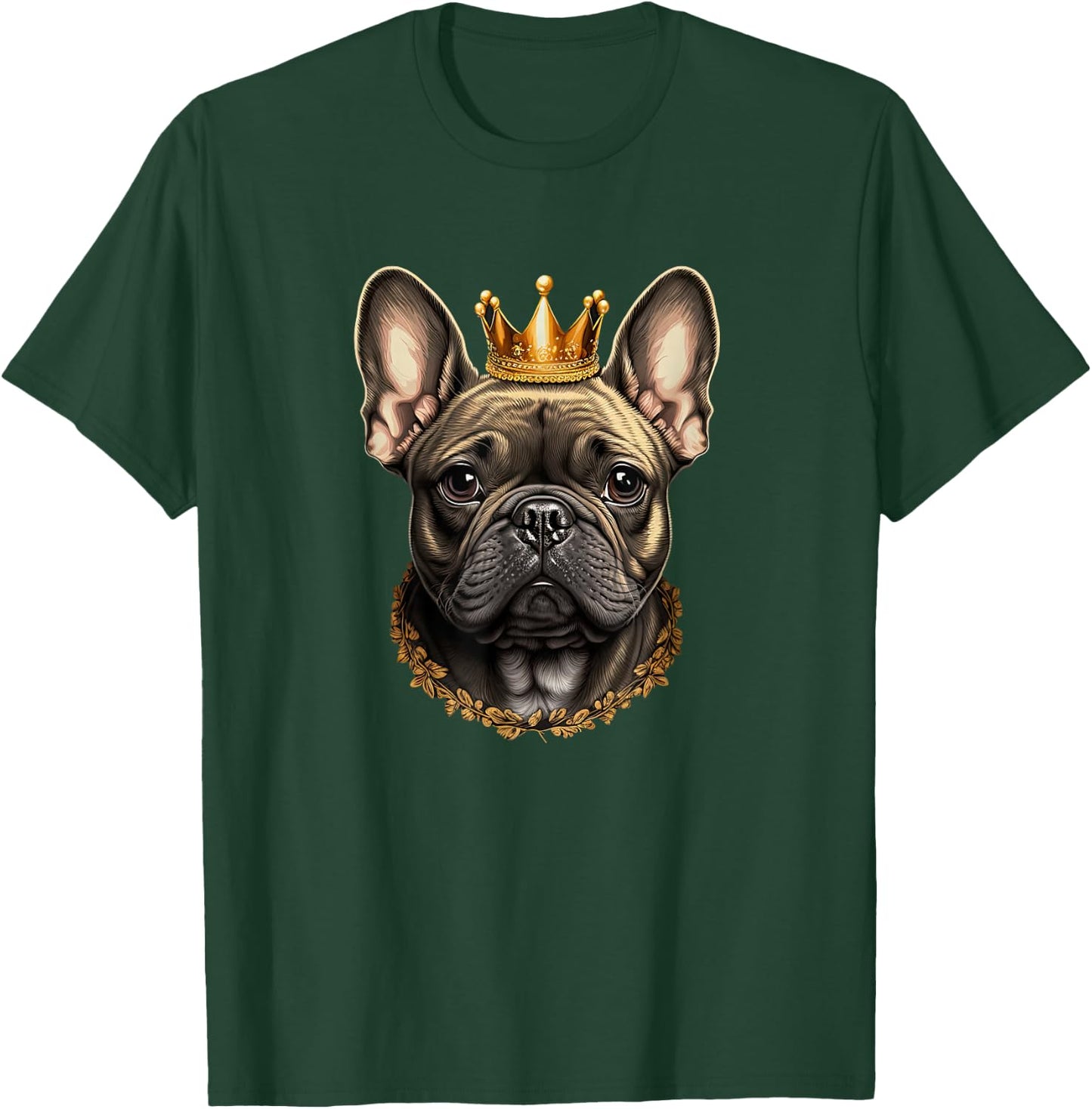 Funny French Bulldog Frenchie with a Golden Crown T-Shirt - T-Shirt | Forest