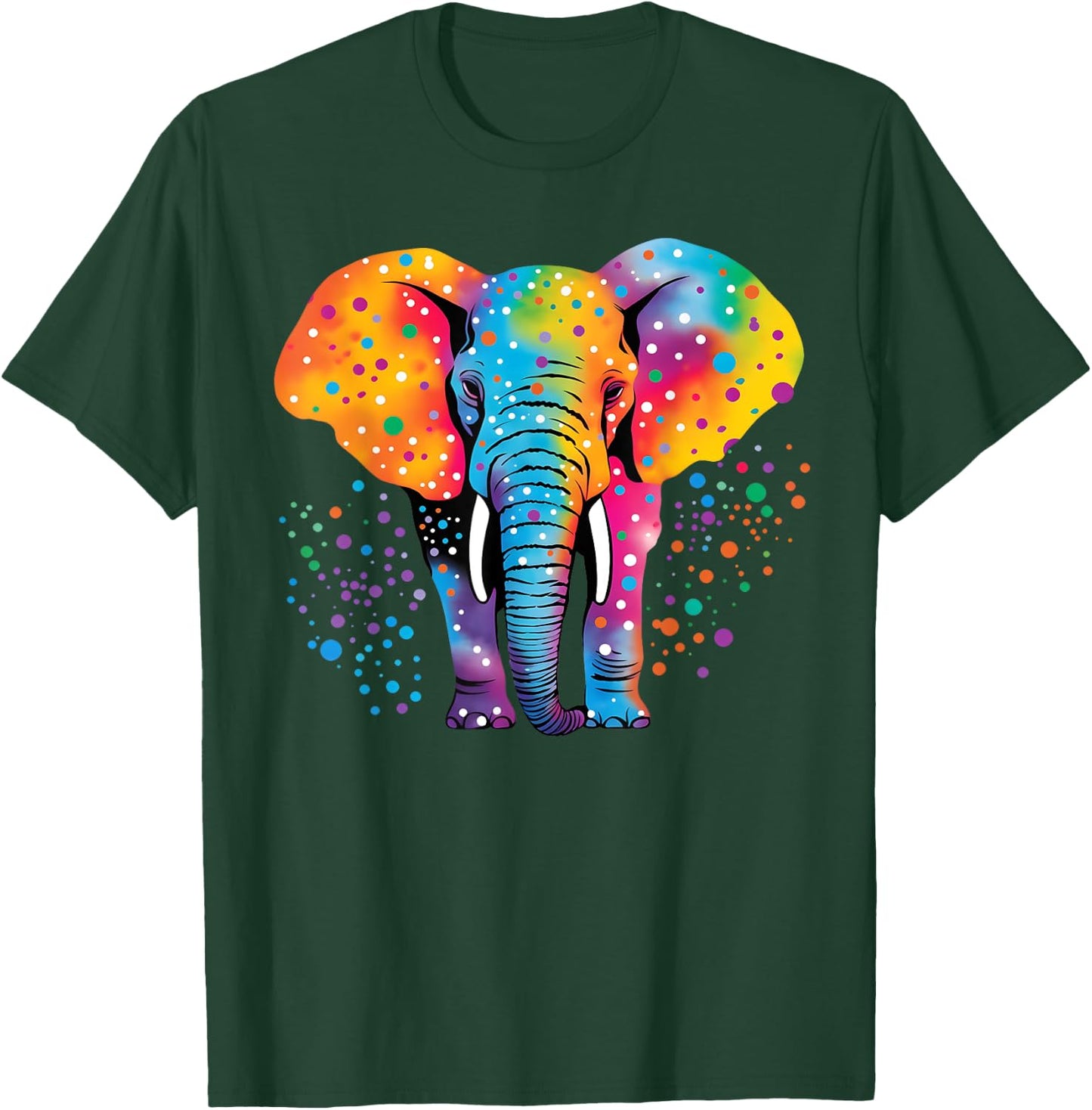 Colorful Elephant Polka Dot Rainbow Elephant T-Shirt - T-Shirt | Forest
