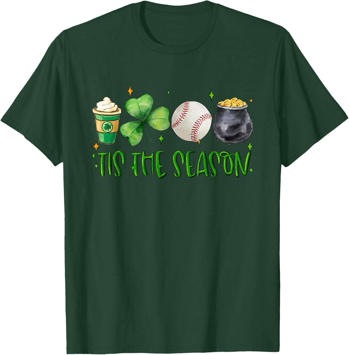 Tis The Season Clover Latte Saint Patricks Day Baseball T-Shirt - T-Shirt | Forest