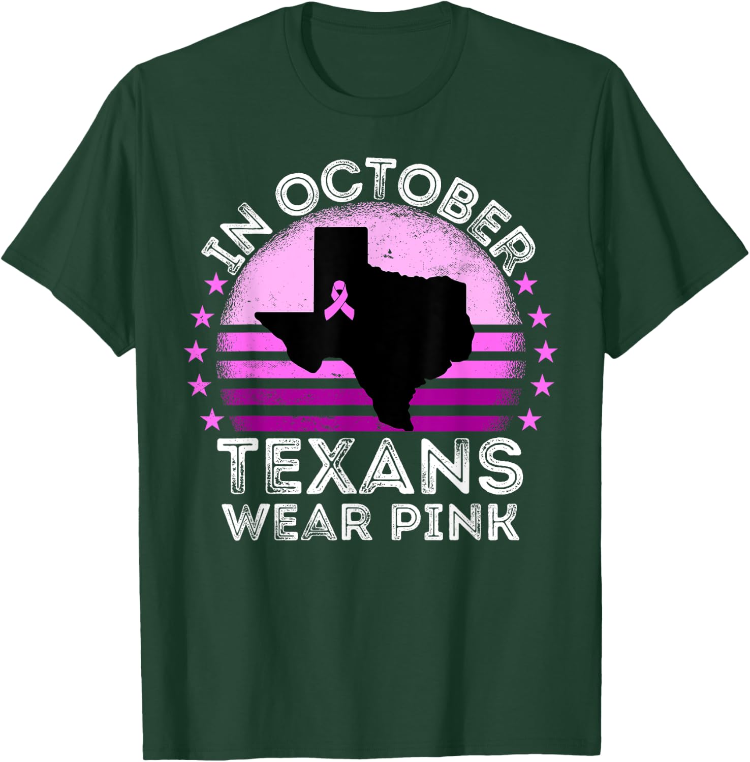 In October Texans Wear Pink Breast Cancer Awareness Texas T-Shirt - T-Shirt | Forest