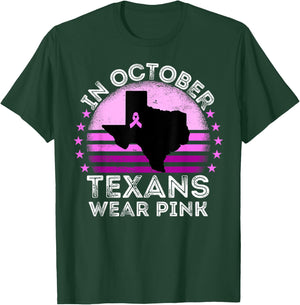 In October Texans Wear Pink Breast Cancer Awareness Texas T-Shirt - T-Shirt | Forest