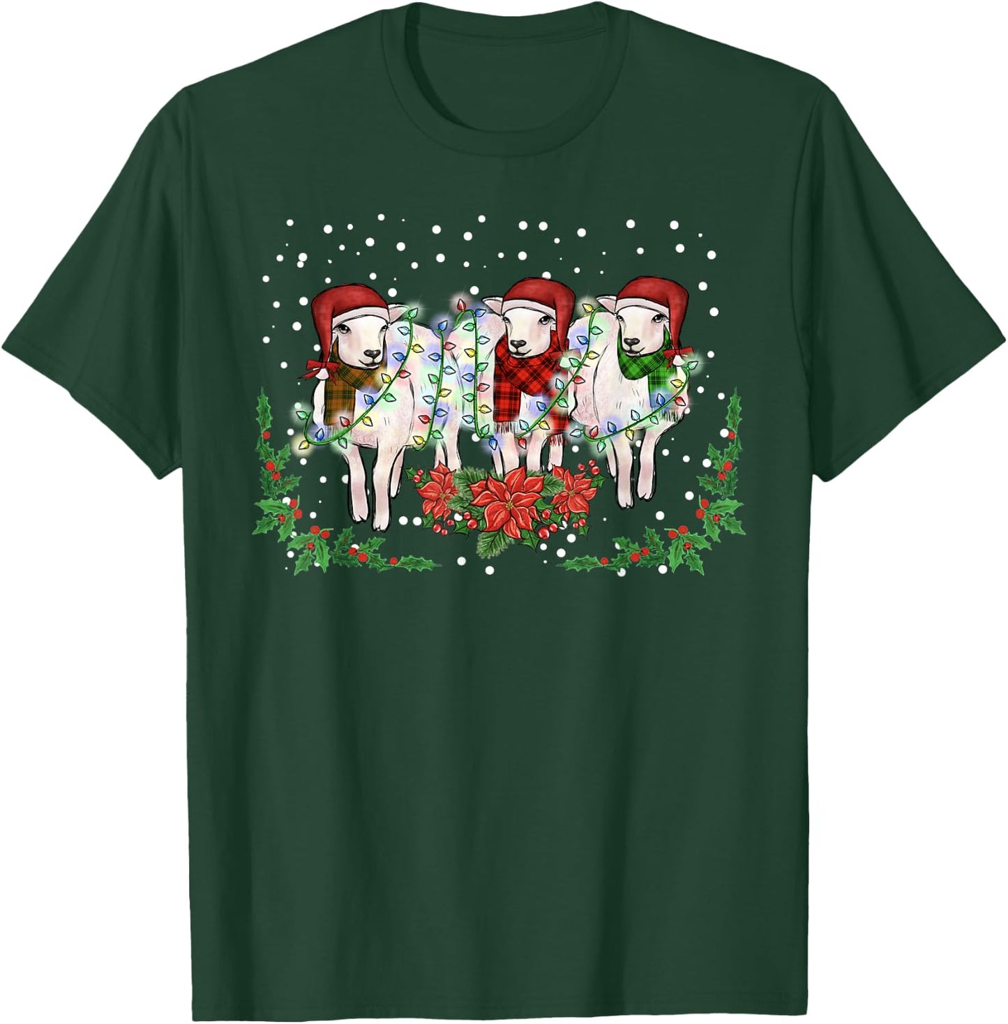 Sheep Pajama Santa Farm Animal Farmer Sheep Christmas T-Shirt - T-Shirt | Forest