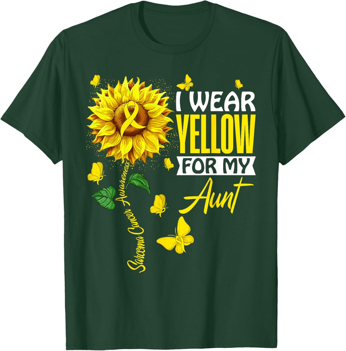 I Wear Yellow For Aunt Sarcoma Cancer Awareness Support T-Shirt - T-Shirt | Forest