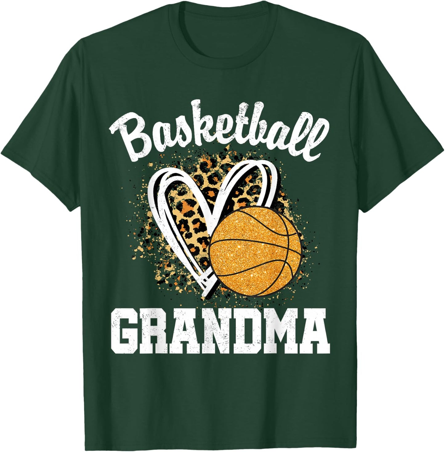 Basketball Grandma Leopard Heart T-Shirt - T-Shirt | Forest