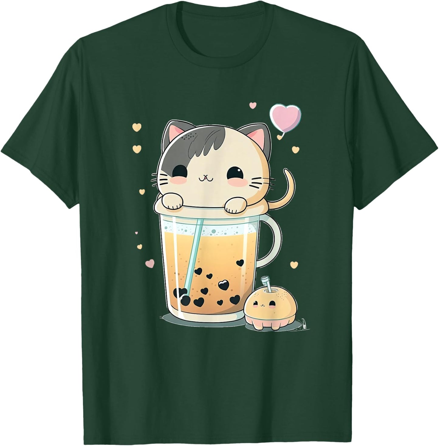 Cat Boba Tea Kawaii Kitty Bubble Tea Anime T-Shirt - T-Shirt | Forest