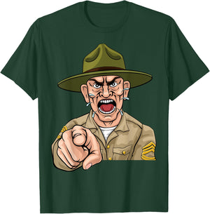 Angry Army Bootcamp Drill Sergeant Cartoon T-Shirt - T-Shirt | Forest