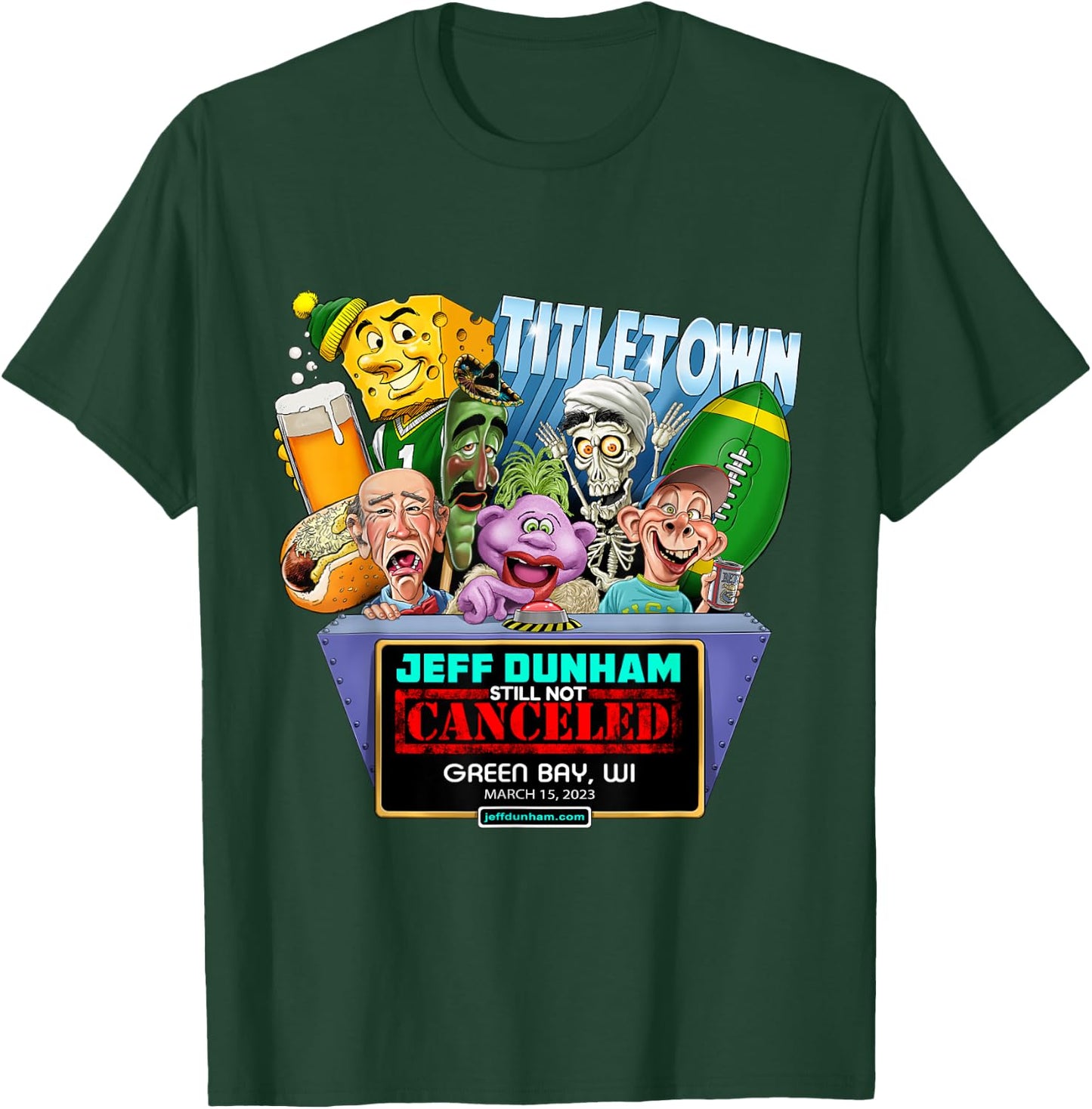 Jeff Dunham Green Bay, WI (2023) T-Shirt - T-Shirt | Forest