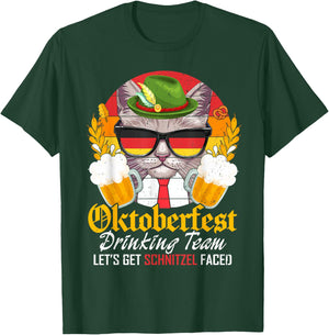 Oktoberfest Drinking Team Let's Get Schnitzel Faced Cat Men T-Shirt - T-Shirt | Forest