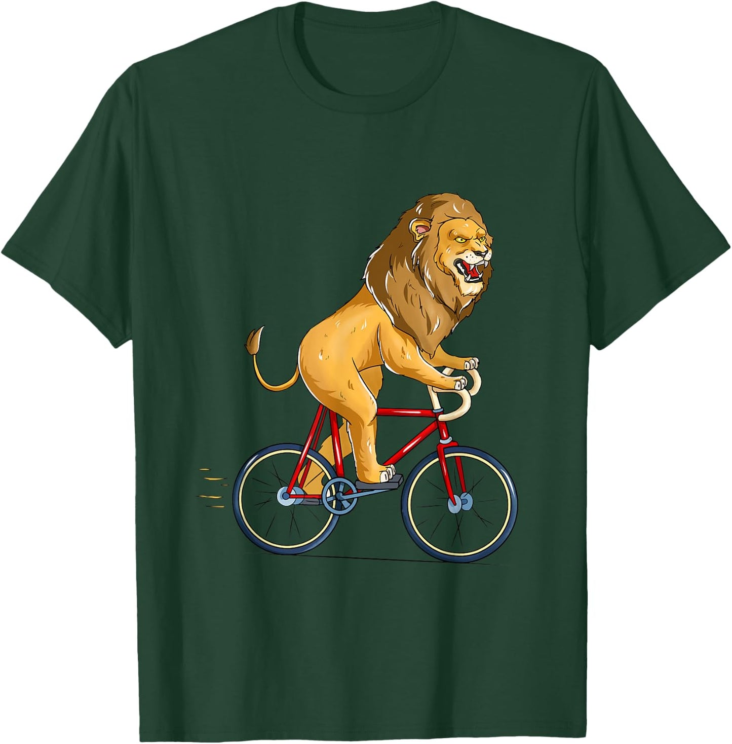 Lion Riding Bicycle Cute Biker Cyclist Cycling T-Shirt - T-Shirt | Forest
