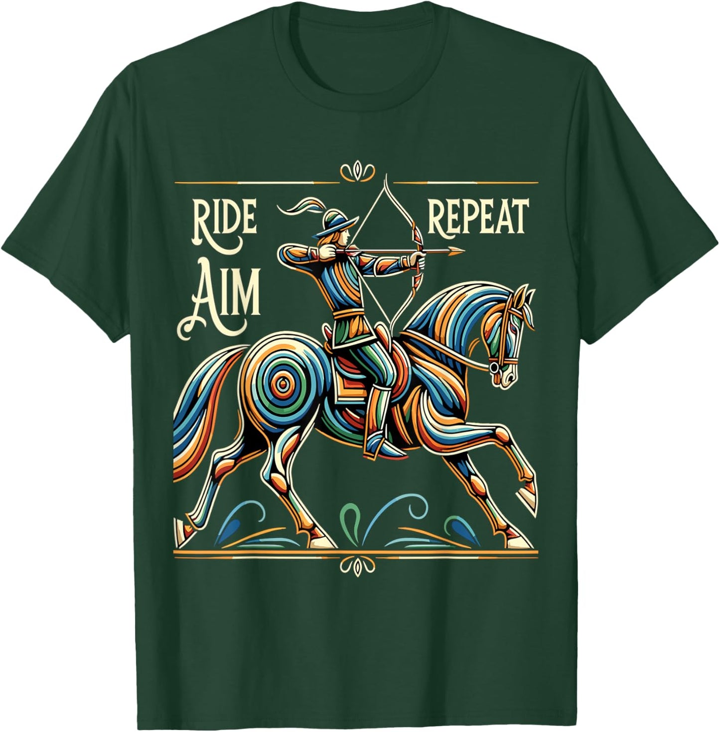 Horse Archer Tournament Mounted Archery T-Shirt - T-Shirt | Forest