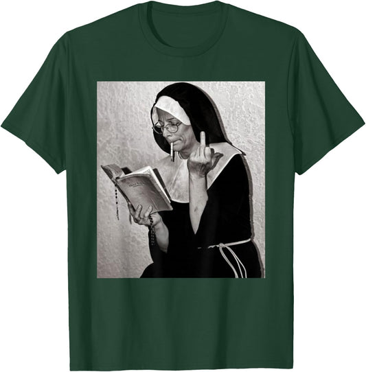 Nun Middle Finger Attitude Novelty Funny Nun Unholy T-Shirt - T-Shirt | Forest