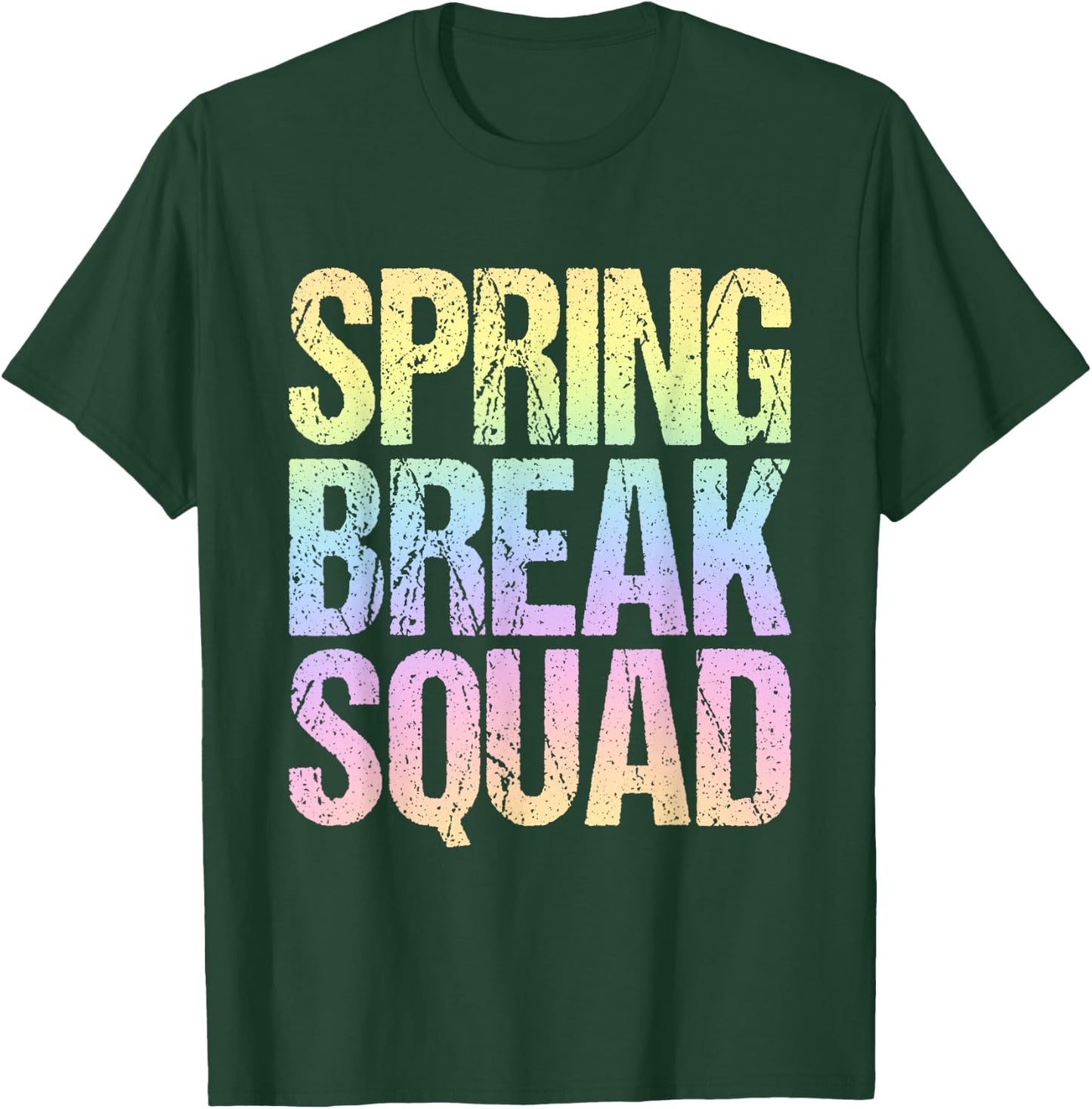2026 Spring Break Squad Pastel Rainbow Vintage Graphic T-Shirt - T-Shirt | Forest