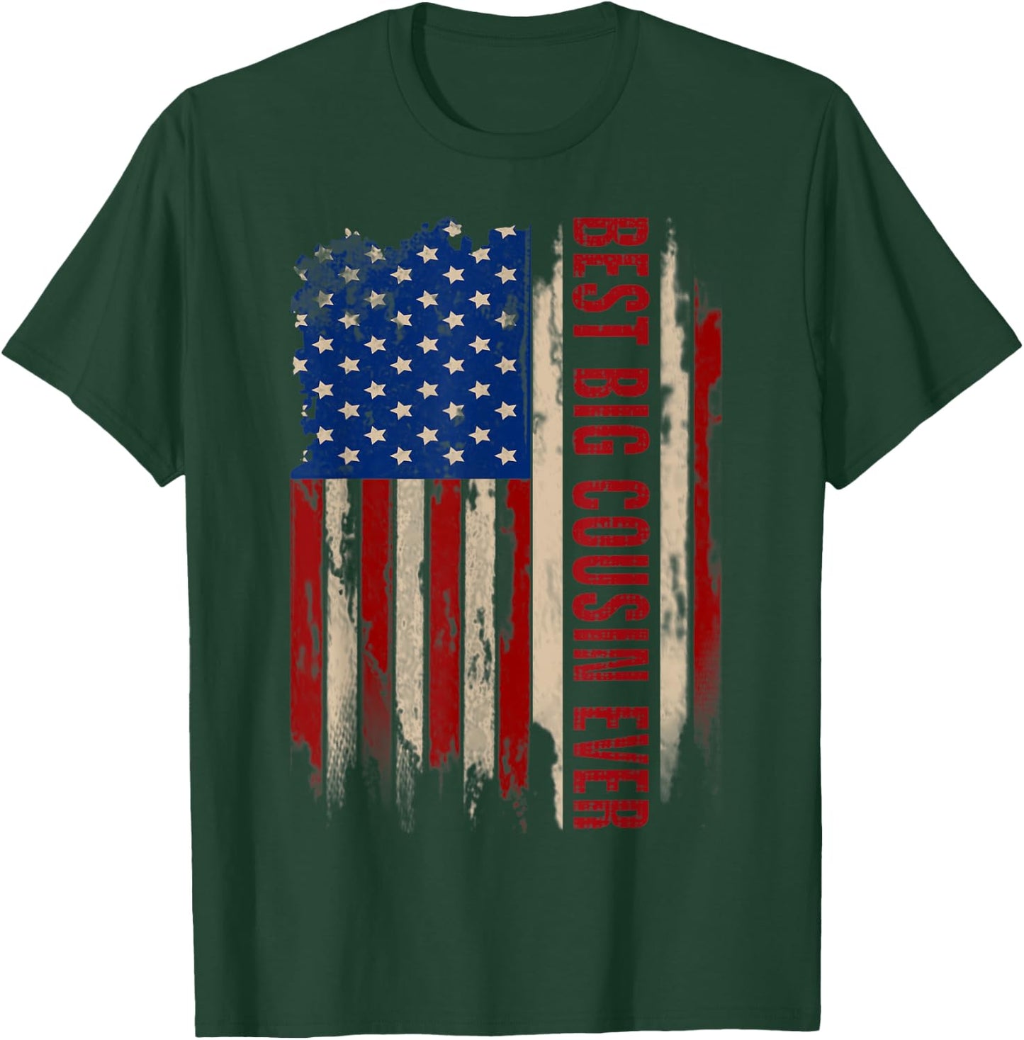 Vintage Best Big Cousin Ever American Flag Father's Day Gift Women Kids Men T-Shirt - T-Shirt | Forest