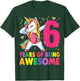 6 Years Old Unicorn Dabbing 6th Birthday Girl Unicorn Party T-Shirt - T-Shirt | Forest