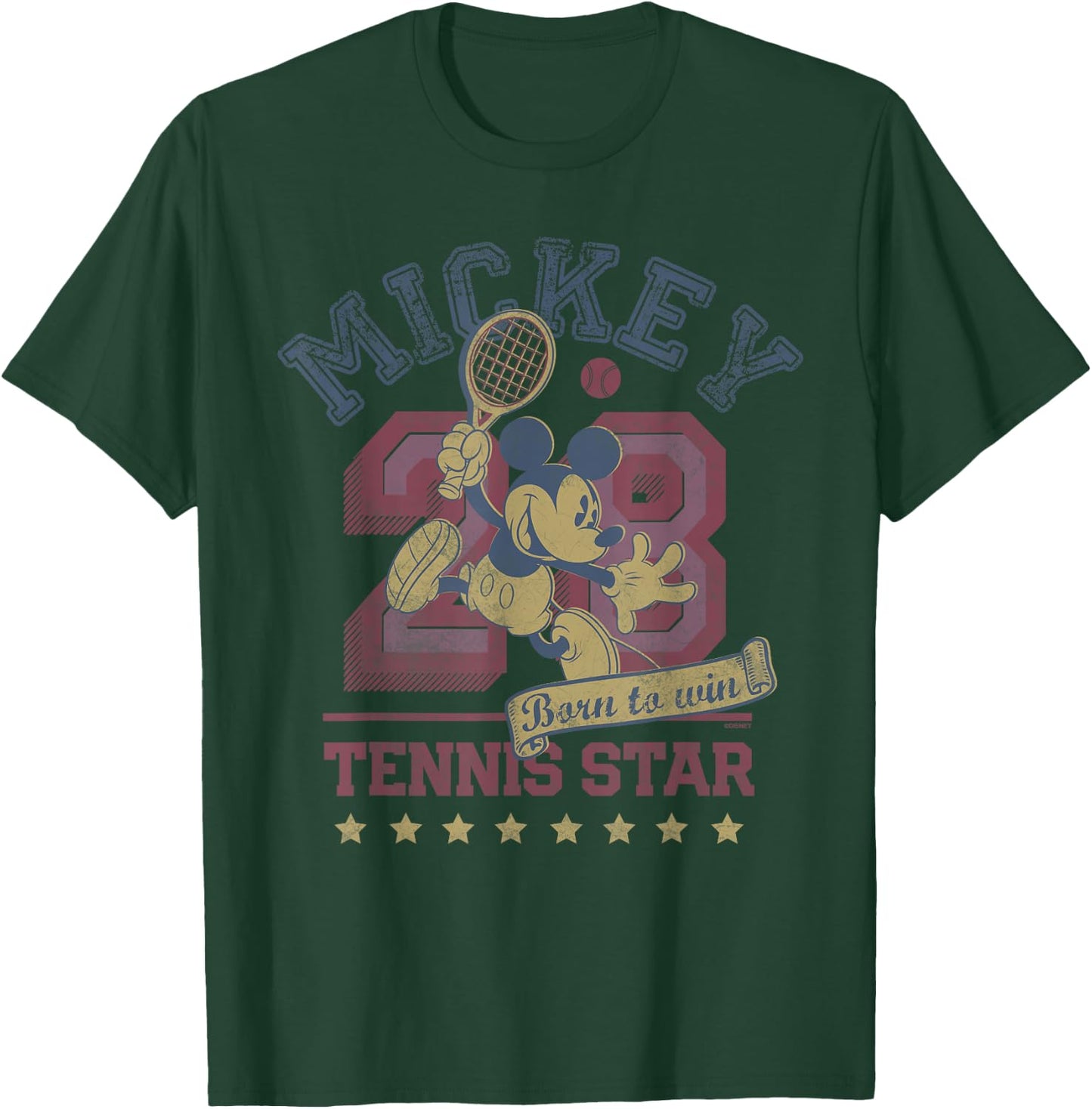 Disney Mickey Mouse Sports Tennis Star 28 Distressed T-Shirt - T-Shirt | Forest