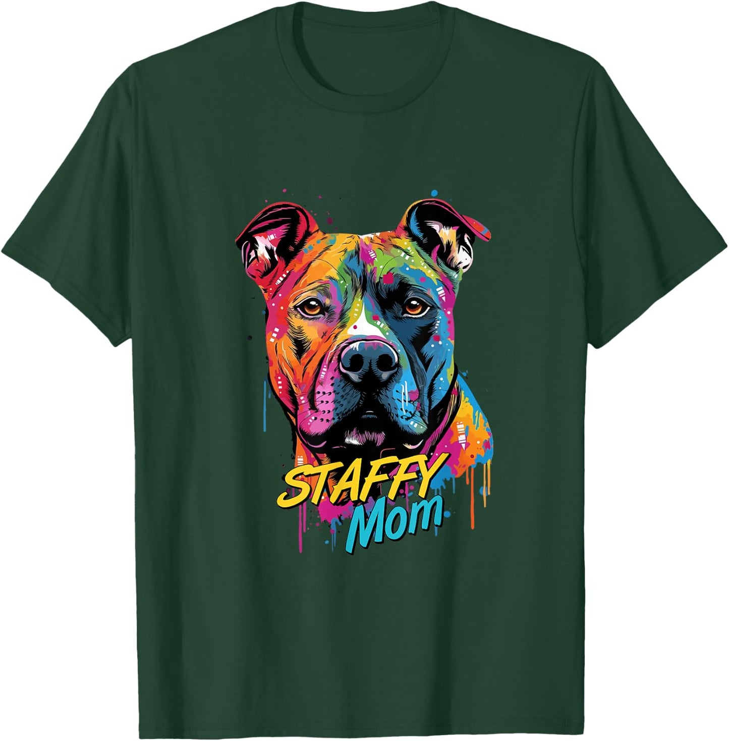 Graffiti American Staffordshire Terrier Mom Staffy Mural Art T-Shirt - T-Shirt | Forest