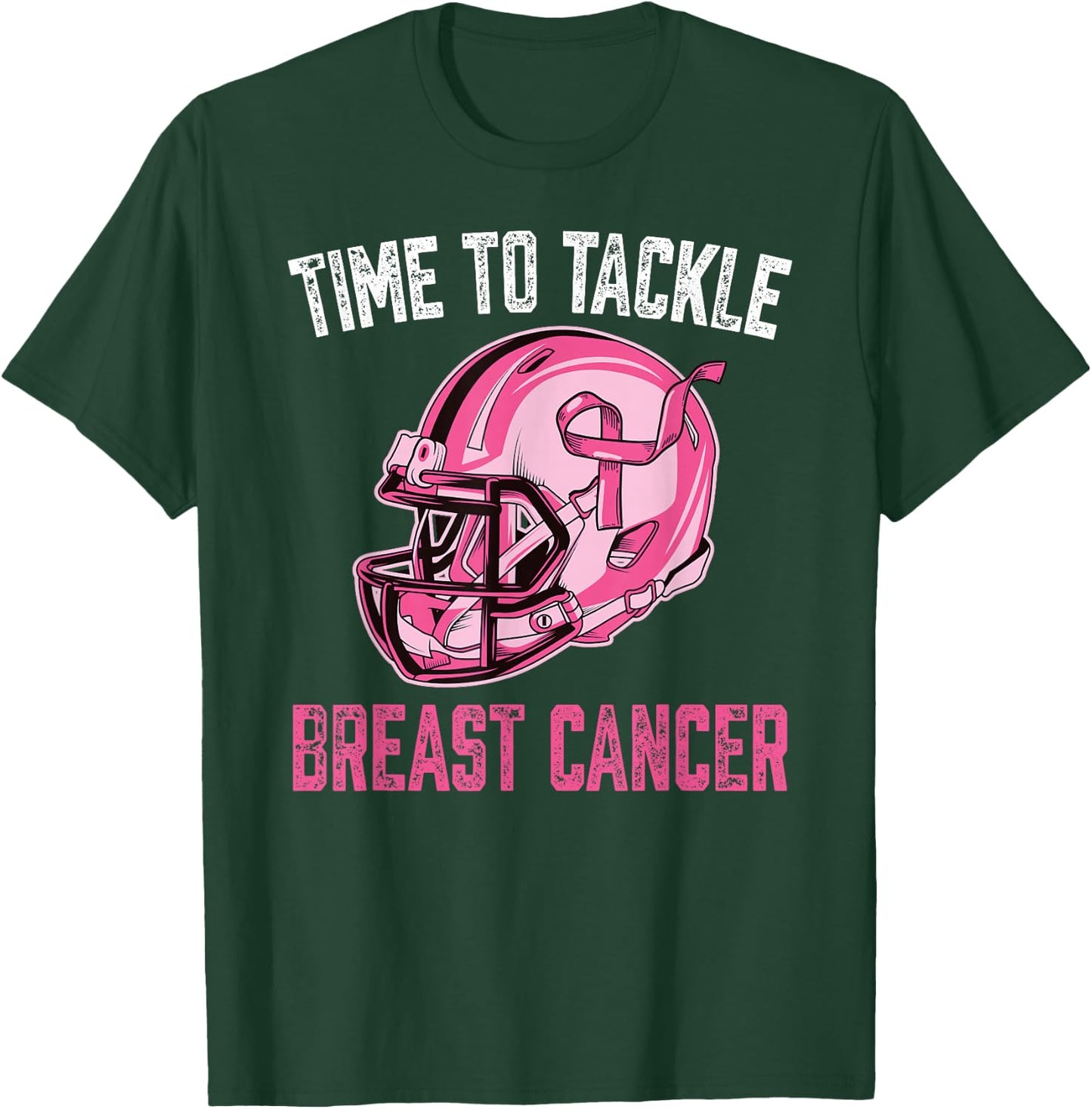 Tackle Breast Cancer Football Pink Breast Cancer Awareness T-Shirt - T-Shirt | Forest