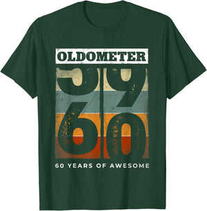 Oldometer Vintage 60th Birthday Men Retro Funny 60 Year Old T-Shirt - T-Shirt | Forest