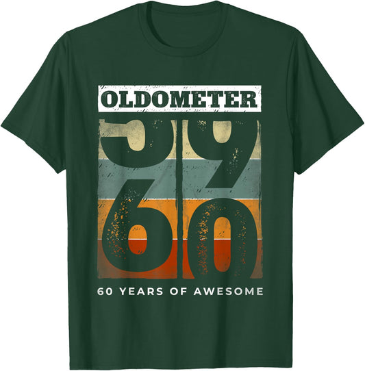 Oldometer Vintage 60th Birthday Men Retro Funny 60 Year Old T-Shirt - T-Shirt | Forest