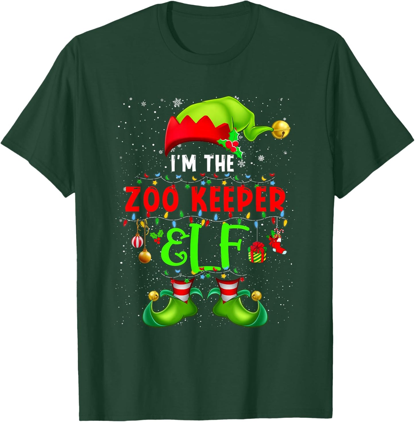I'm The Zoo Keeper Elf Christmas Ornaments Costume Elf Lover T-Shirt - T-Shirt | Forest