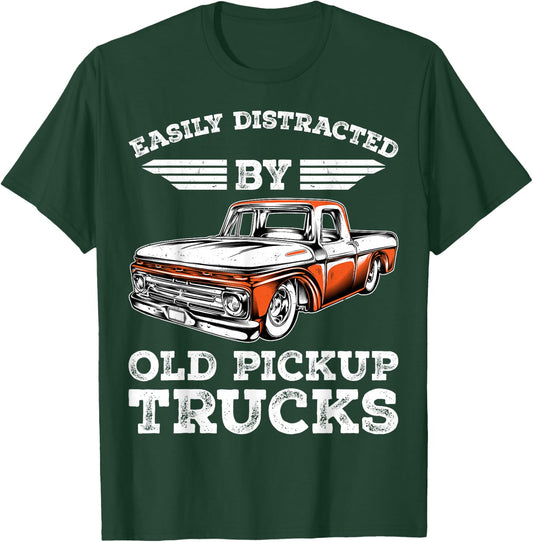 Easily Distracted by Old Pickup Trucks Trucker T-Shirt - T-Shirt | Forest