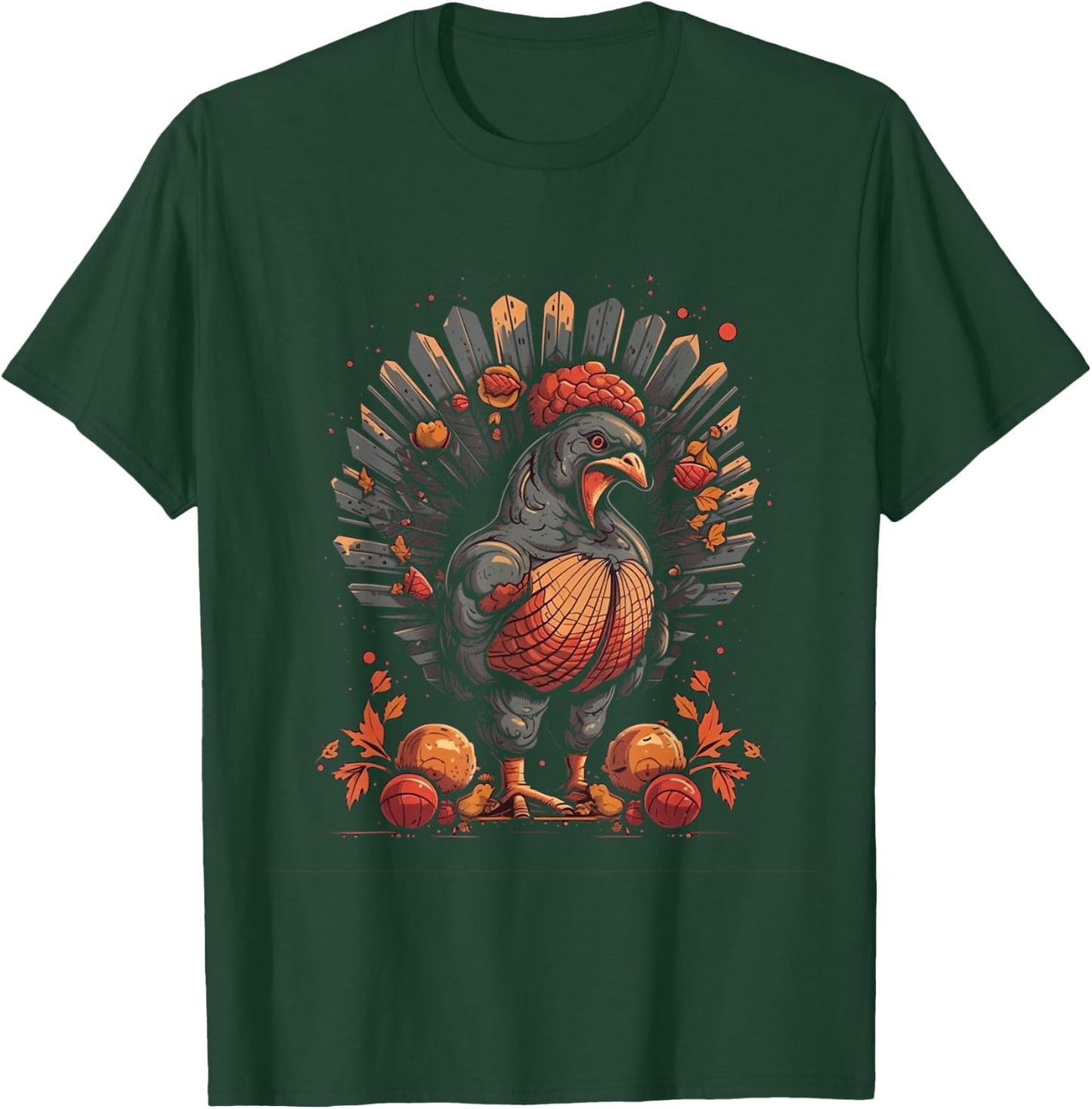 Turkey Fall Leaves Thanksgiving Day Animal Men Women Kids T-Shirt - T-Shirt | Forest