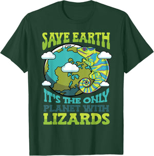 Save Earth It's The Only Planet With Lizards Earth Day T-Shirt - T-Shirt | Forest