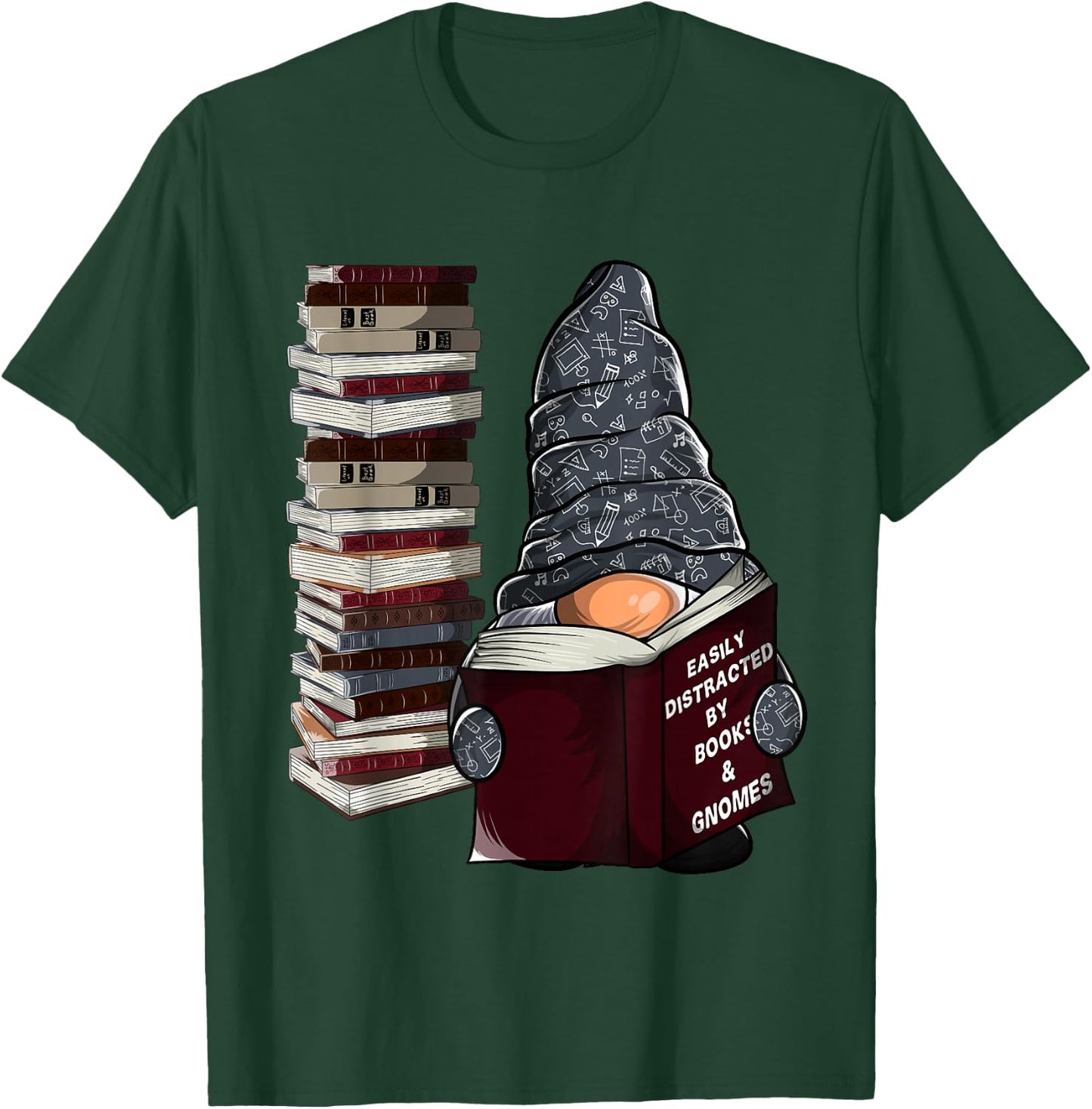 Easily Distracted by Books & Gnomes, Garden gnome Book Lover Small T-Shirt - T-Shirt | Forest