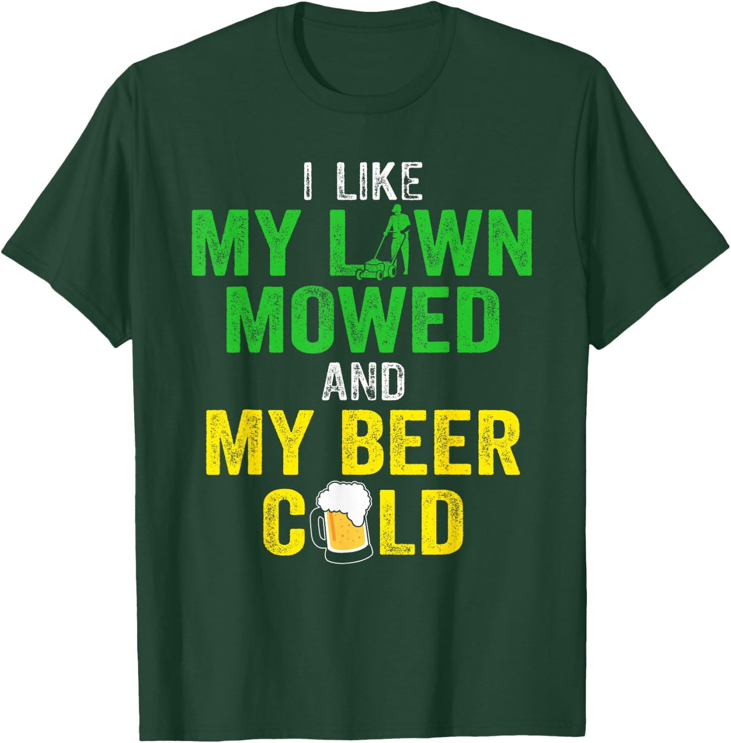 Lawn Mower Mowing Landscaping Landscaper Beer Drinking Lover T-Shirt - T-Shirt | Forest