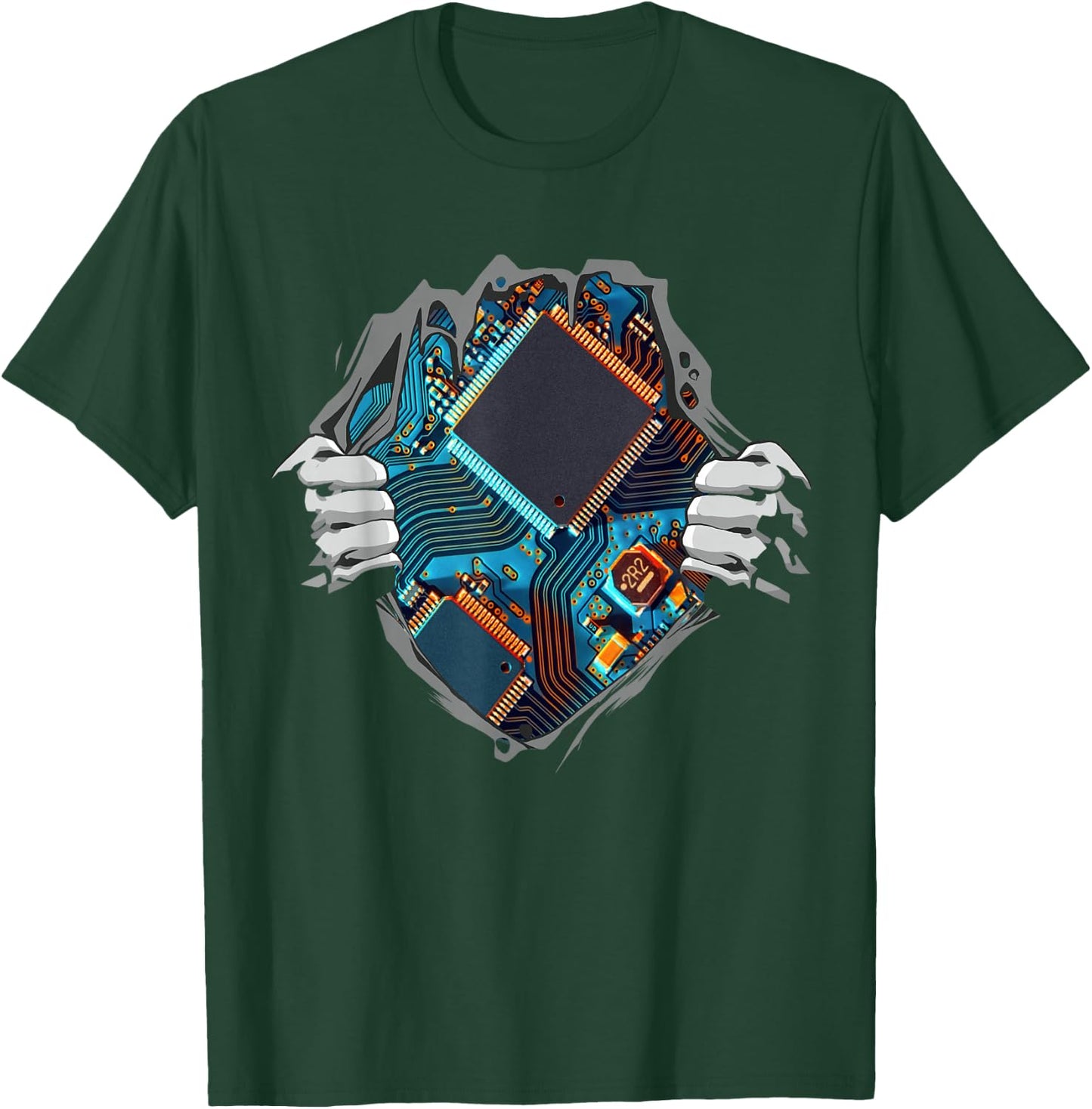 Hardware Computer Engineer CPU Chip Circuit Motherboard T-Shirt - T-Shirt | Forest