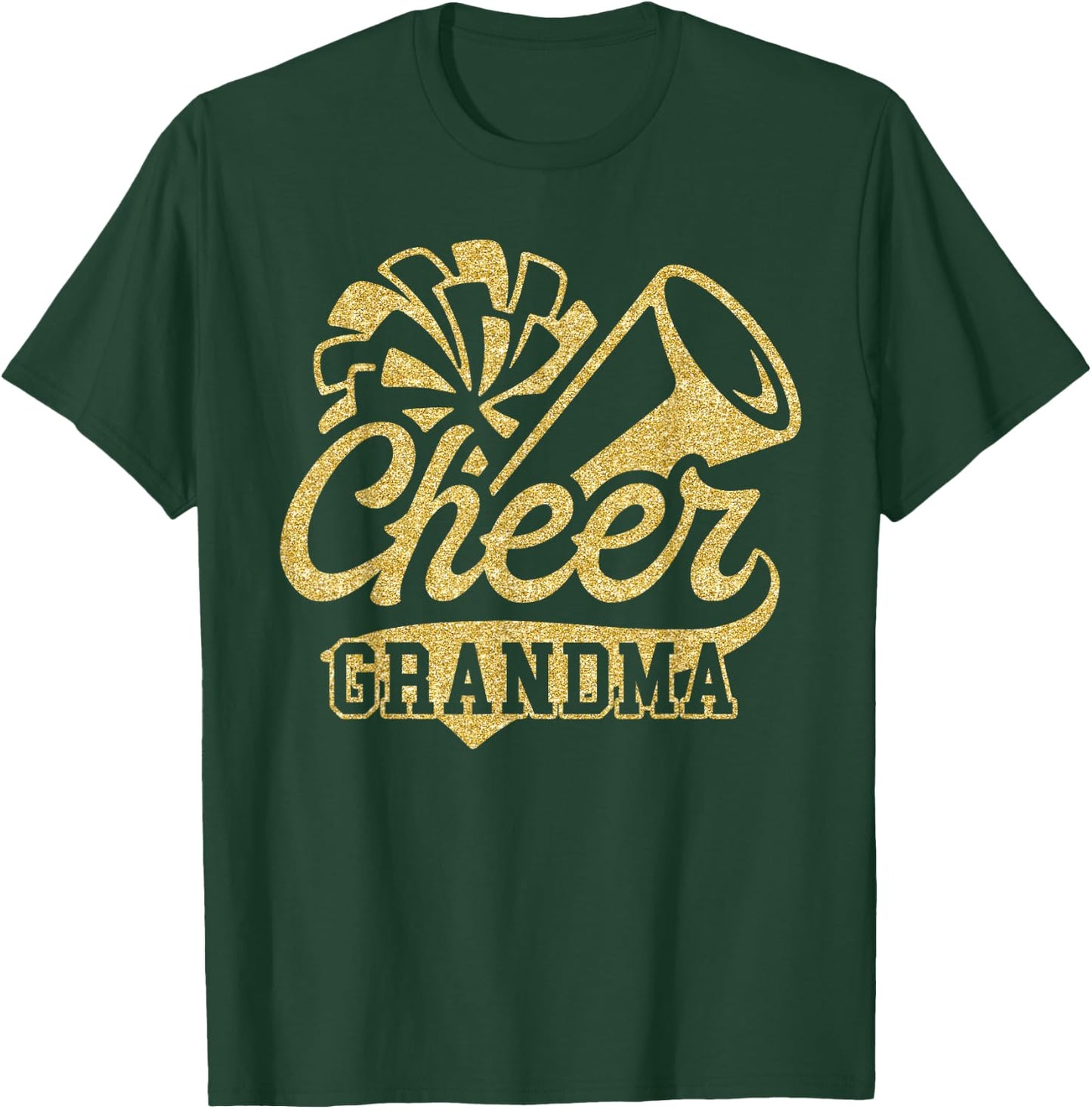 Cheer Grandma Biggest Fan Black Yellow Gold Pom Pom T-Shirt - T-Shirt | Forest