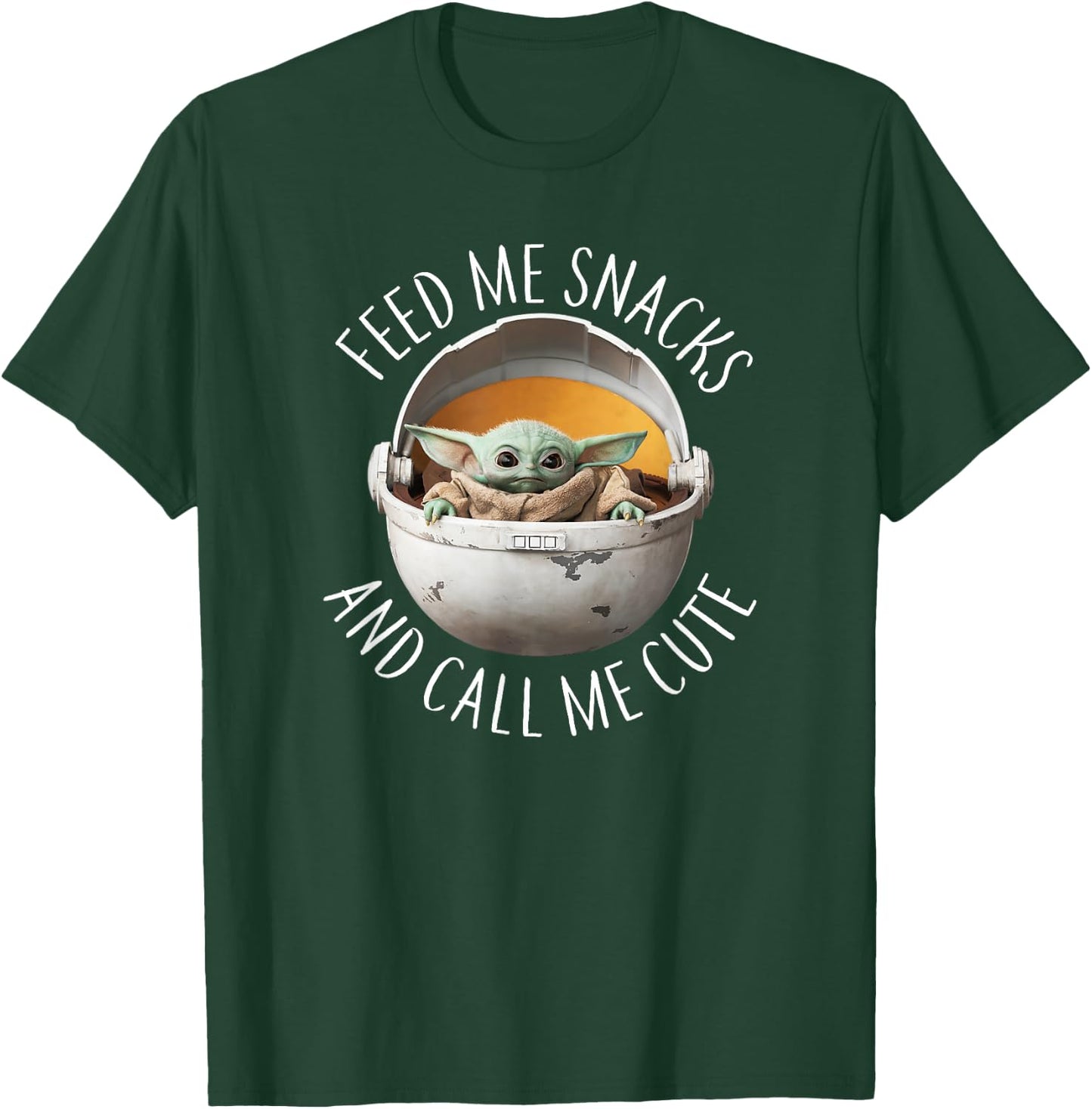 Star Wars: The Mandalorian Grogu Feed Snacks & Call Me Cute T-Shirt - T-Shirt | Forest