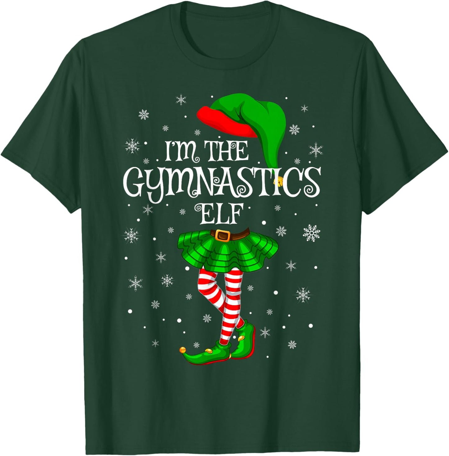 Gymnastics Elf Christmas Matching Family Women Girls Elf T-Shirt - T-Shirt | Forest